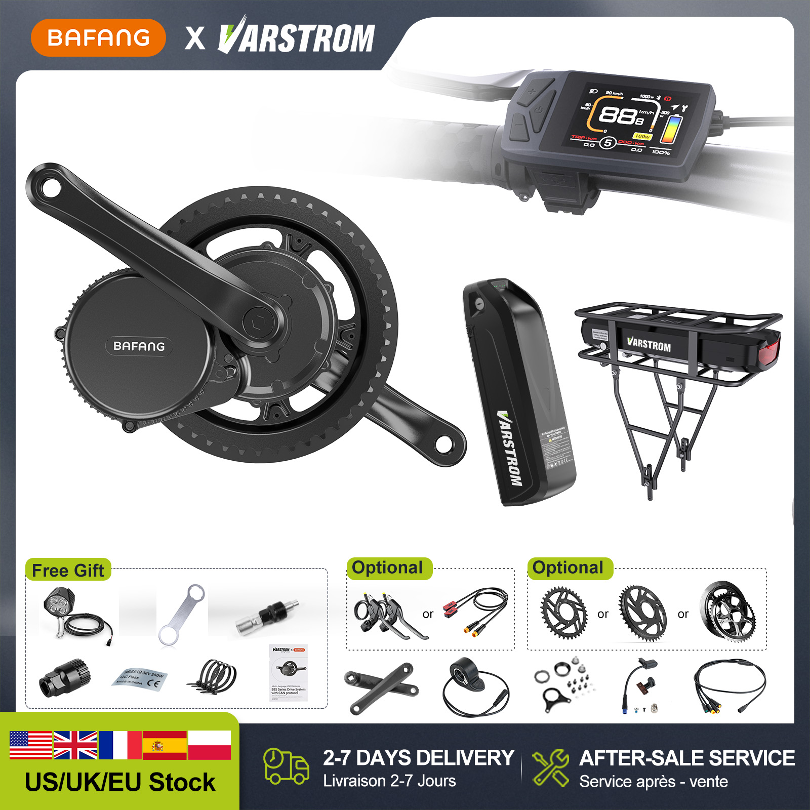 Side Hung Mid Drive Motor Kit - [US Direct] BAFANG 48V 500W750W/1000W Motor