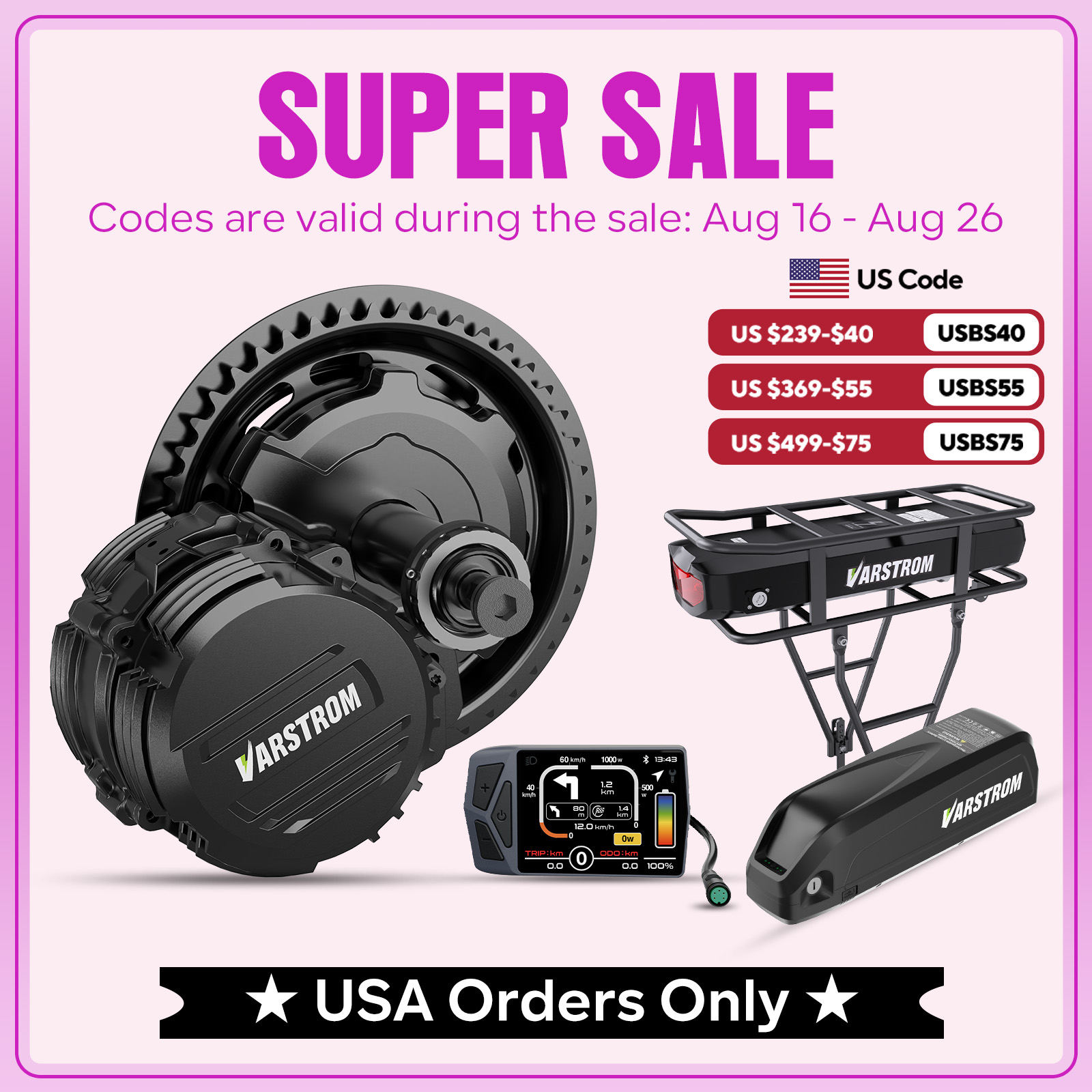 High Torque Brushless Mid Motor Kit - Kit Motor Mid Drive Varstrom TSDZ2B