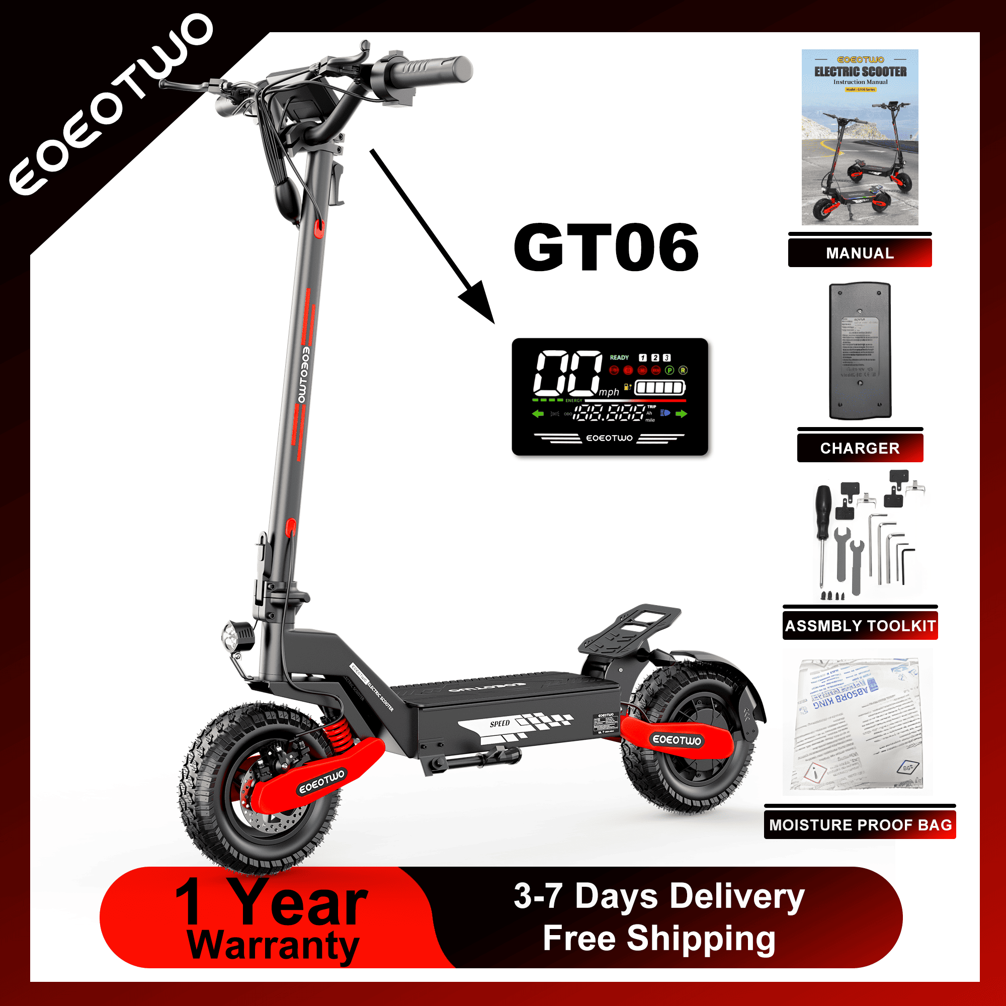 Dual Motor Ebike Kit 2000W - Skuter Listrik EOEOTWO GT06 untuk Dewasa,