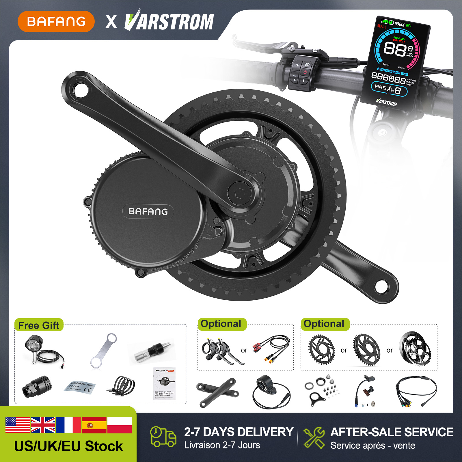 Side Hung Mid Drive Motor Kit - [Stok AS] BAFANG 48V 500W 750W