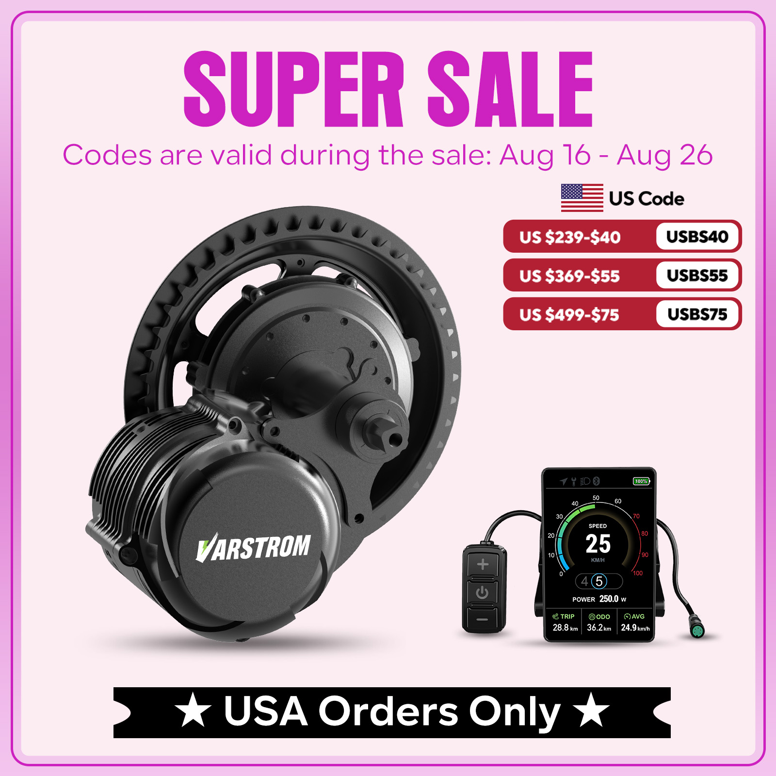 Torque Sensor Mid Drive Motor Kit - [US STOCK] Varstrom & Tongsheng Z8