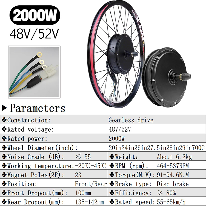 Kit Konversi Sepeda Listrik Mo - Gearless Hub Motor Conversion Kit 2000W With Display ulasan dan harga