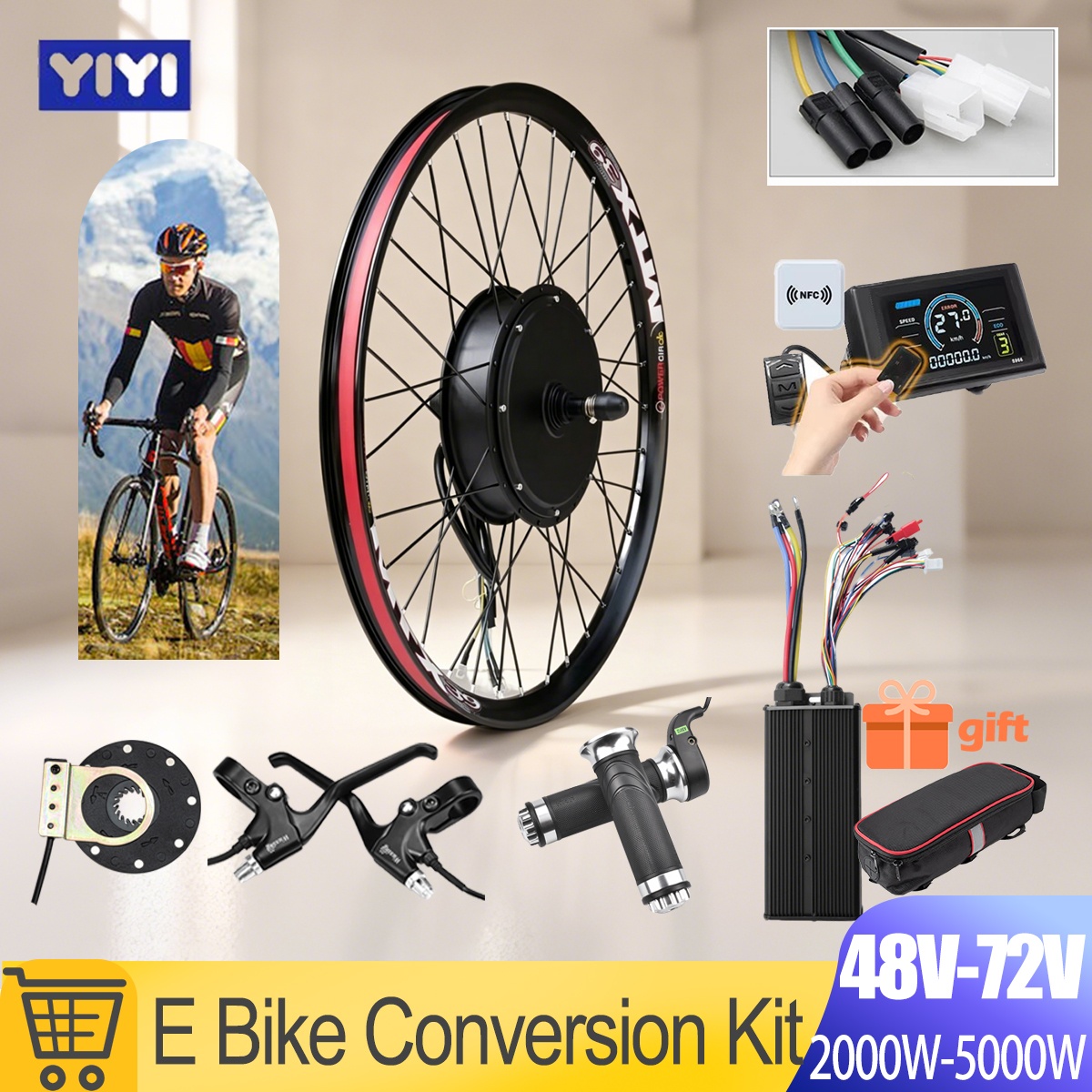 Kit Konversi E-Bike 5000W 72V  - Gearless Hub Motor Conversion Kit 2000W With Display ulasan dan harga